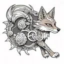 a pin (like mozilla firefox) with a fox revolving it, like kurama from naruto  tattoo design idea