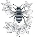 feminine bumblebee with raspberry vine tattoo design idea