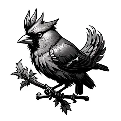 black knight chess piece cardinal bird tattoo design idea