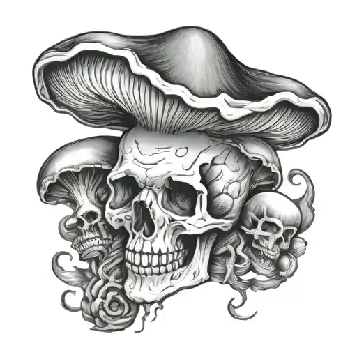 Skull Mushroom tattoo design idea