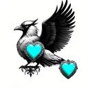 thunderbird with turquoise heart shaped locket tattoo design idea
