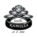 name tatoo with rings and wedding date 23-2026 the name is kamilla  tattoo design idea