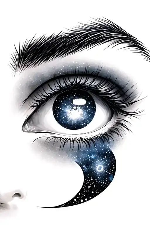 Eyes with galaxies tattoo design idea