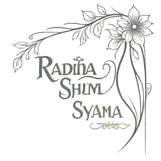 radha shyam name written tattoo design idea
