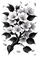 cherry blossom tree patite petals falling  tattoo design idea