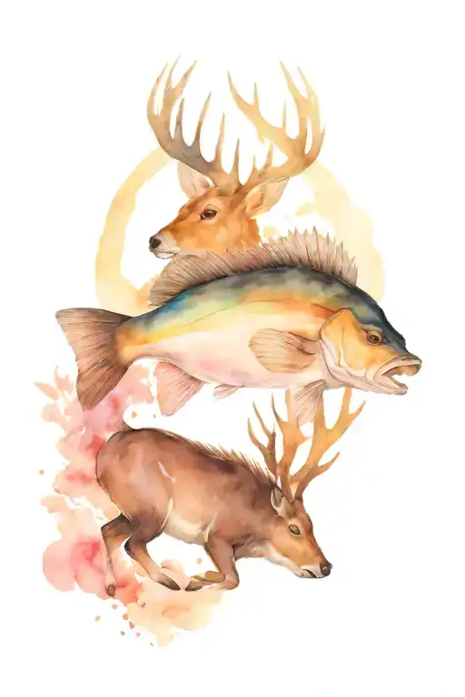 Bass and Buck tattoo design idea