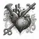 Heart-shaped nebula with carpentry tools hidden within tattoo design idea