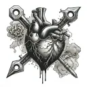 Heart-shaped nebula with carpentry tools hidden within tattoo design idea