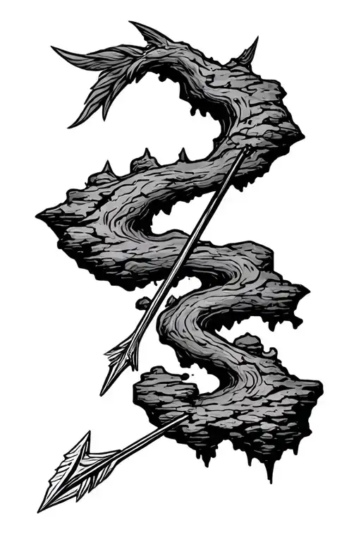 plato's cave diving arrow tattoo design idea