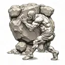 Sisyphus pushing a boulder tattoo design idea