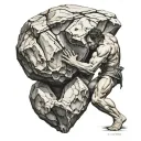 Sisyphus pushing a boulder tattoo design idea