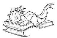 cartoon dragon sleeping on books tattoo design idea