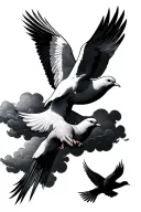 doves going up arm with clouds surrounding tattoo design idea