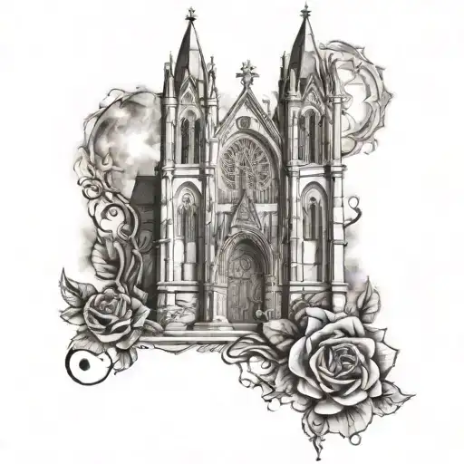 Gothic cathedral tattoo design idea