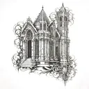 Gothic cathedral tattoo design idea