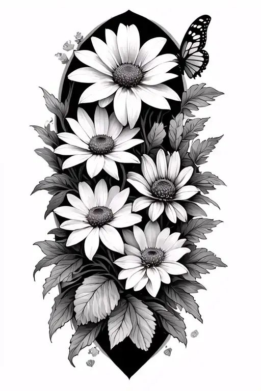 verbena dahlia echinacea and lilly half sleeve tattoo with butterflys simple spaced out  tattoo design idea