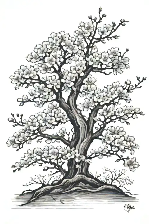 cherry blossom tree tattoo design idea