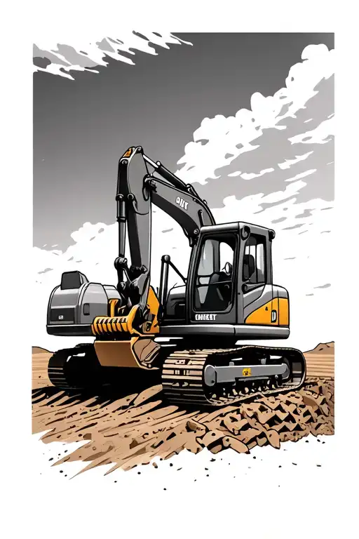 excavator digging tattoo design idea