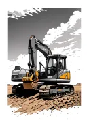 excavator digging tattoo design idea