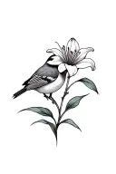 sparrow and lily flower tattoo design idea