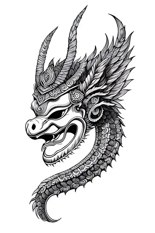 old sri lankan naga raksha mask tattoo design idea