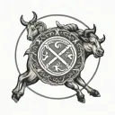 zodiac signs with Taurus aqurias and sagittarius zodiac sign in a small circle like a 10 minute tattoo simple like  tattoo design idea