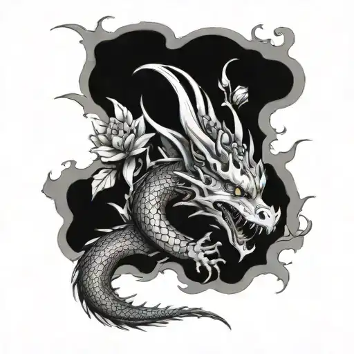 small dragon that spits flowers instead of fire tattoo design idea