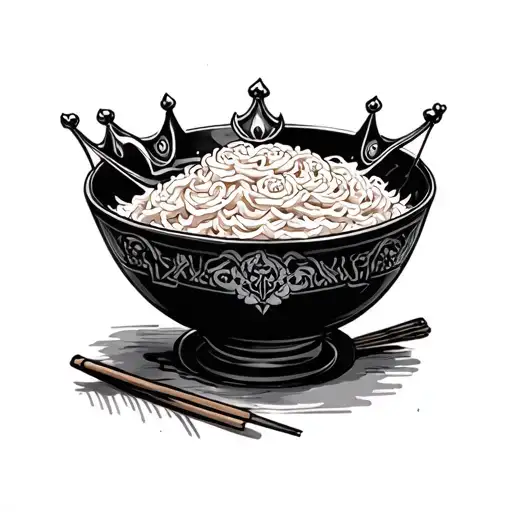 pho bowl with Crown  tattoo design idea