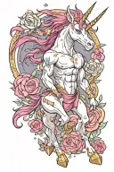 nonbinary Weightlifting unicorn full body tattoo design idea