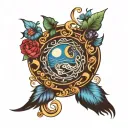 irish and bohemian blue moon tattoo design idea