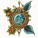 irish and bohemian blue moon tattoo design idea