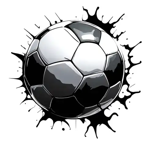 Soccer ball with the skin tearing tattoo design idea