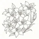 a lily, daffodil and a daisy bouquet tattoo design idea