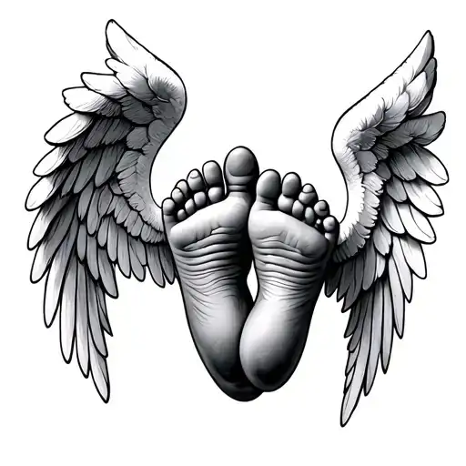 Baby Feet With Angel Wings tattoo design idea