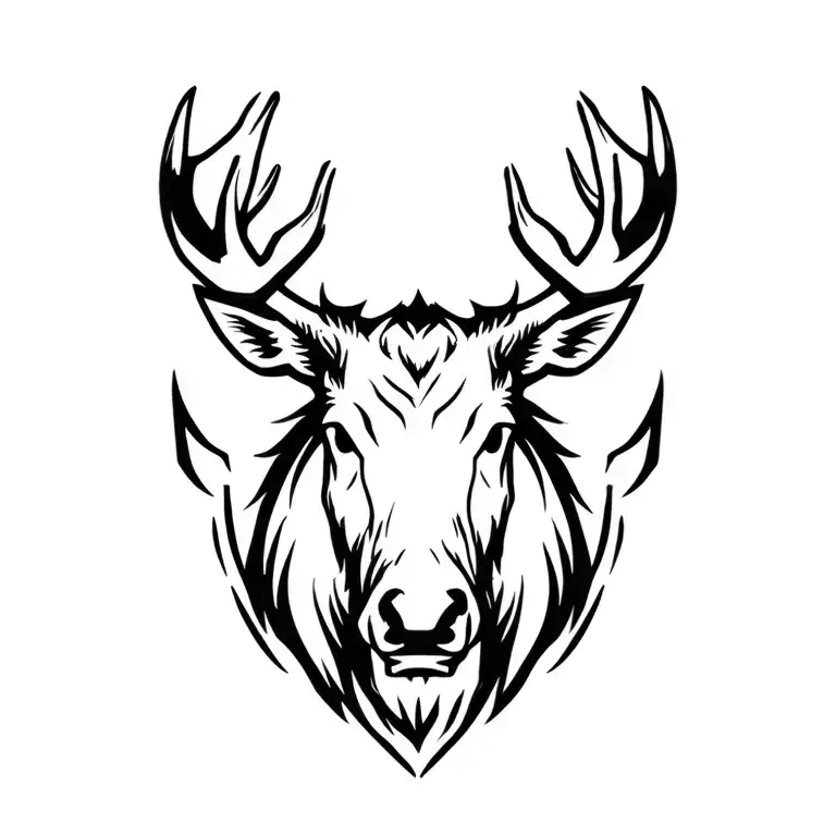 guerrier moose head transitioning tattoo design idea