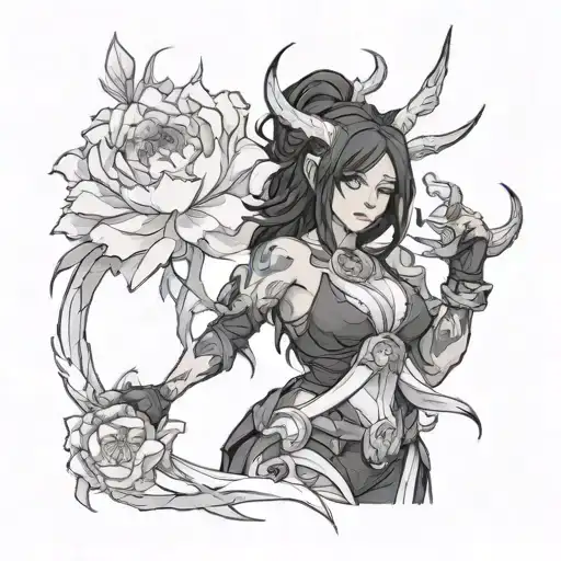 Moria from overwatch shimada dragons with peony tattoo design idea