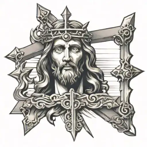 Jesus cross with sword tip  tattoo design idea