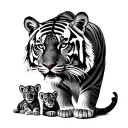 tiger with cubs tattoo design idea