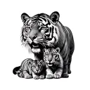 tiger with cubs tattoo design idea