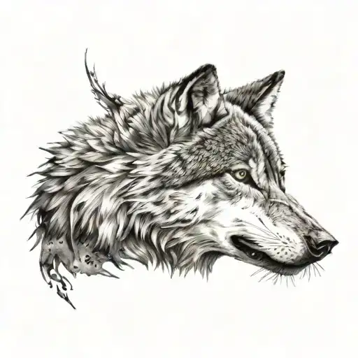 wolf with scars wounds  tattoo design idea