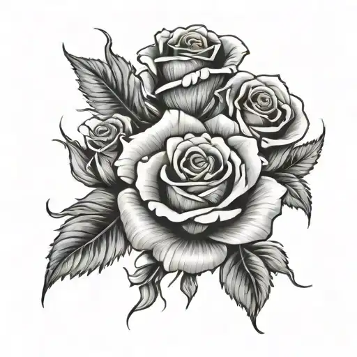 roses on fire tattoo design idea