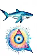 Lemurian starseed tattoo with spiral, whale shark markings, Pleiadian star cluster, triangle with third eye" tattoo design idea