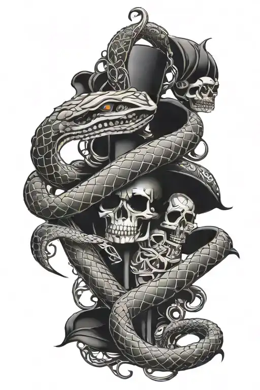 Snake wrapped around dagger tattoo design idea