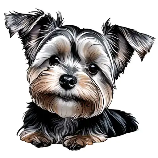 Traditional Americana Style Yorkshire terrier with erect ears tattoo design idea