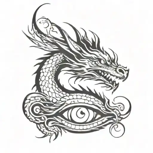 Dragon and eye tattoo tattoo design idea