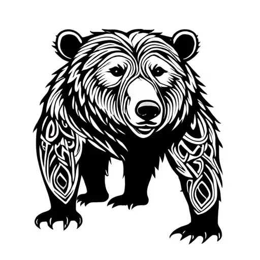 Nordic bear standing tattoo design idea