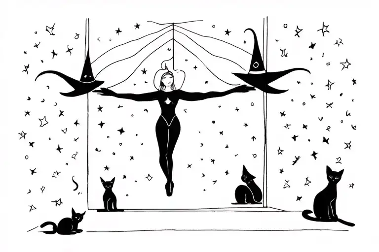 Adrianna, December 15, 1996, poleuse, gymnast, callisthenics, 3 black cats, witch, lucky tattoo design idea