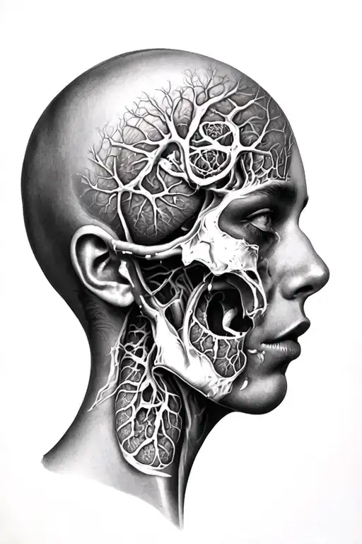 skillful head hidden in a lung tattoo design idea