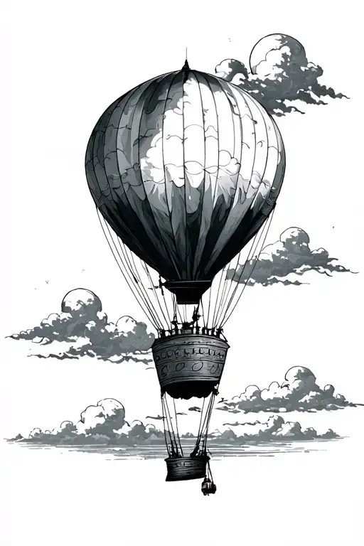 hot air balloon floating tattoo design idea