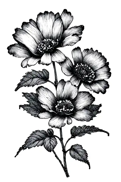 "Lucas Raphaël" flowers with stem with written tattoo design idea